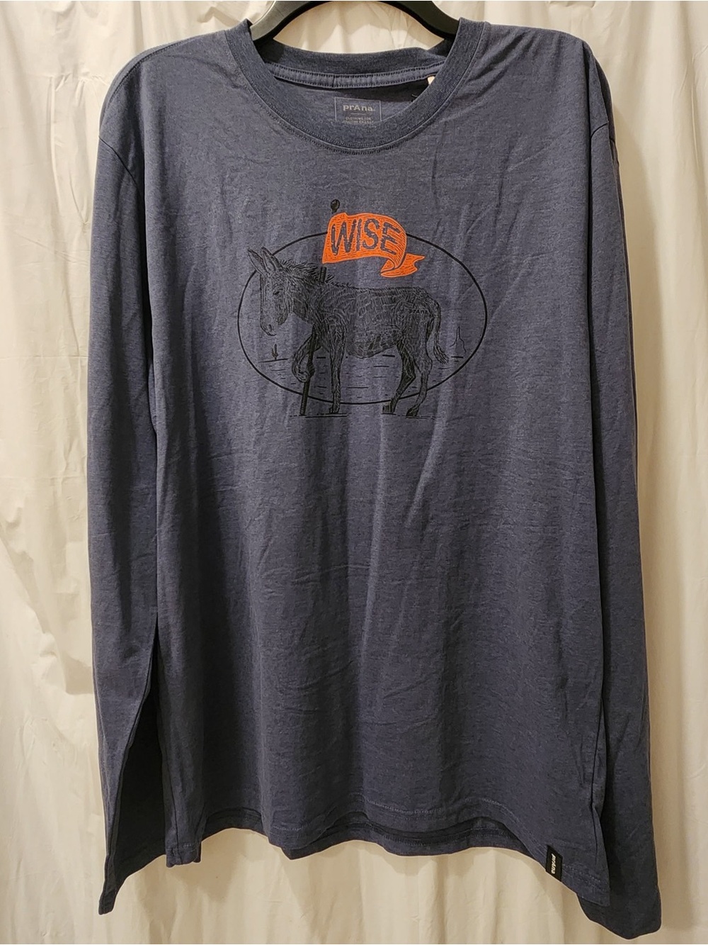 NWT Prana‎ Men’s Journeyman Long Sleeve Tee “Wise Ass” Graphic Tee Organic Gift - Picture 2 of 6